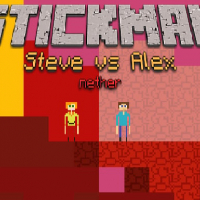 Stickman Steve vs Alex - Nether